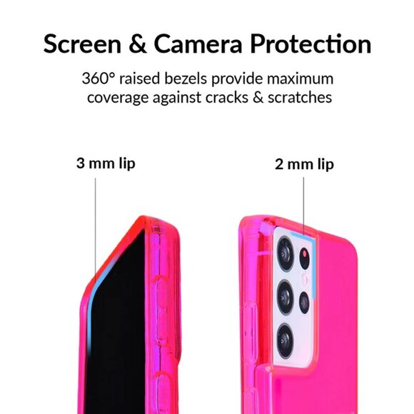 Neon Pink Clear Samsung Galaxy S21 Ultra Case - Picture 5 of 8